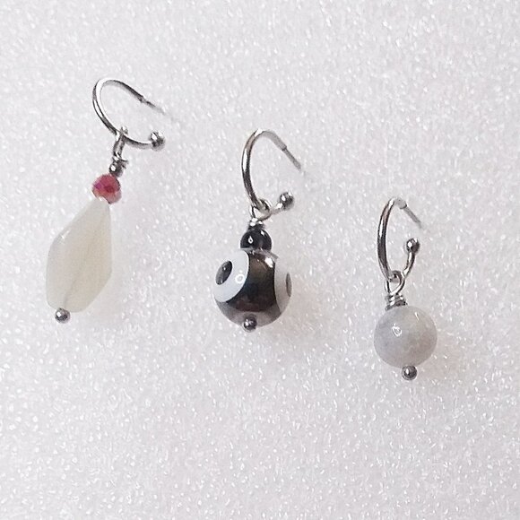 Interchangeable Earring Set - 3 Pairs! Casual + Neutral + Gray Color Scheme - Picture 2 of 5